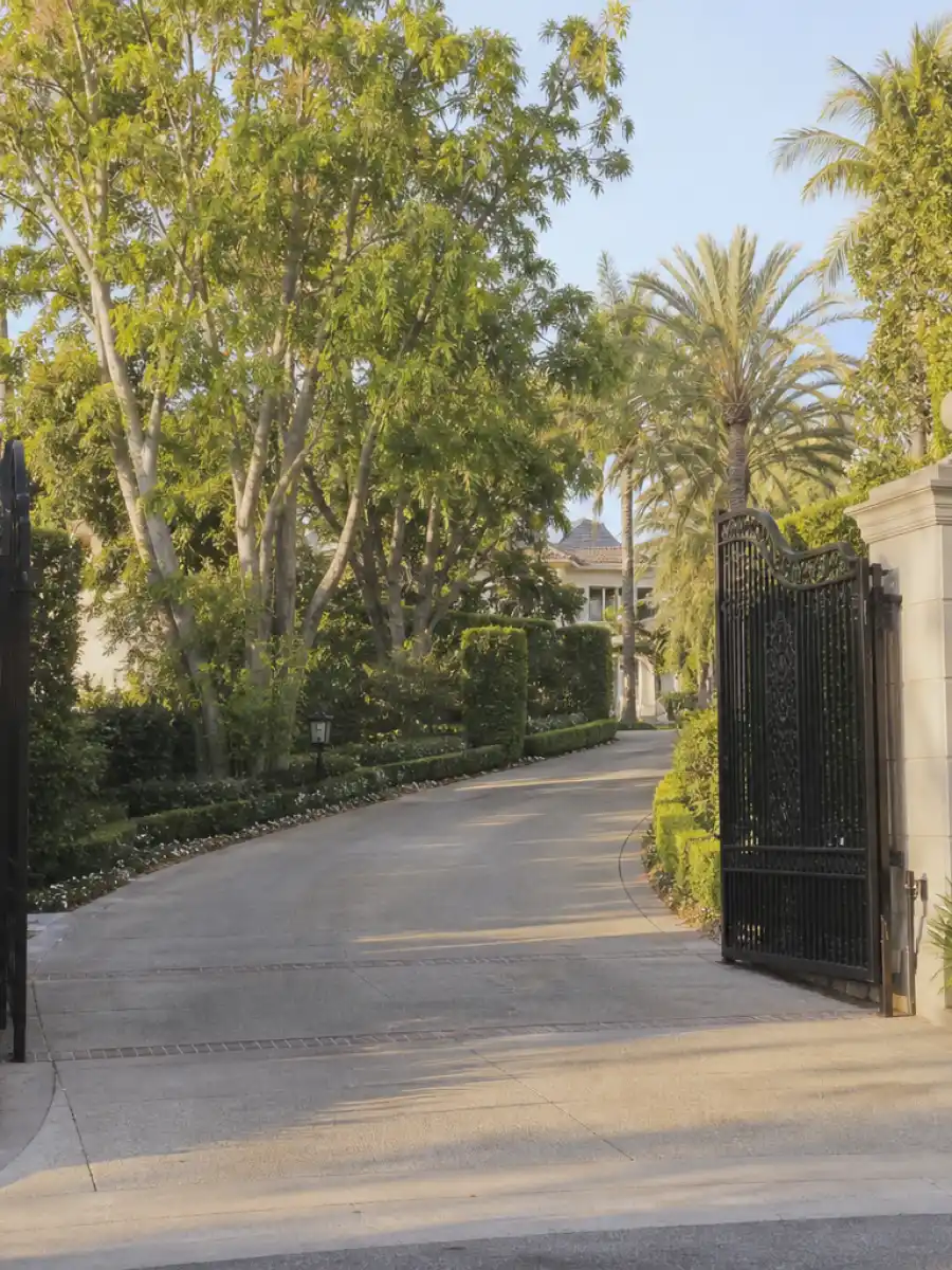 Beverly Hills mansion gate representing where Angelina Jolie kids grew up
