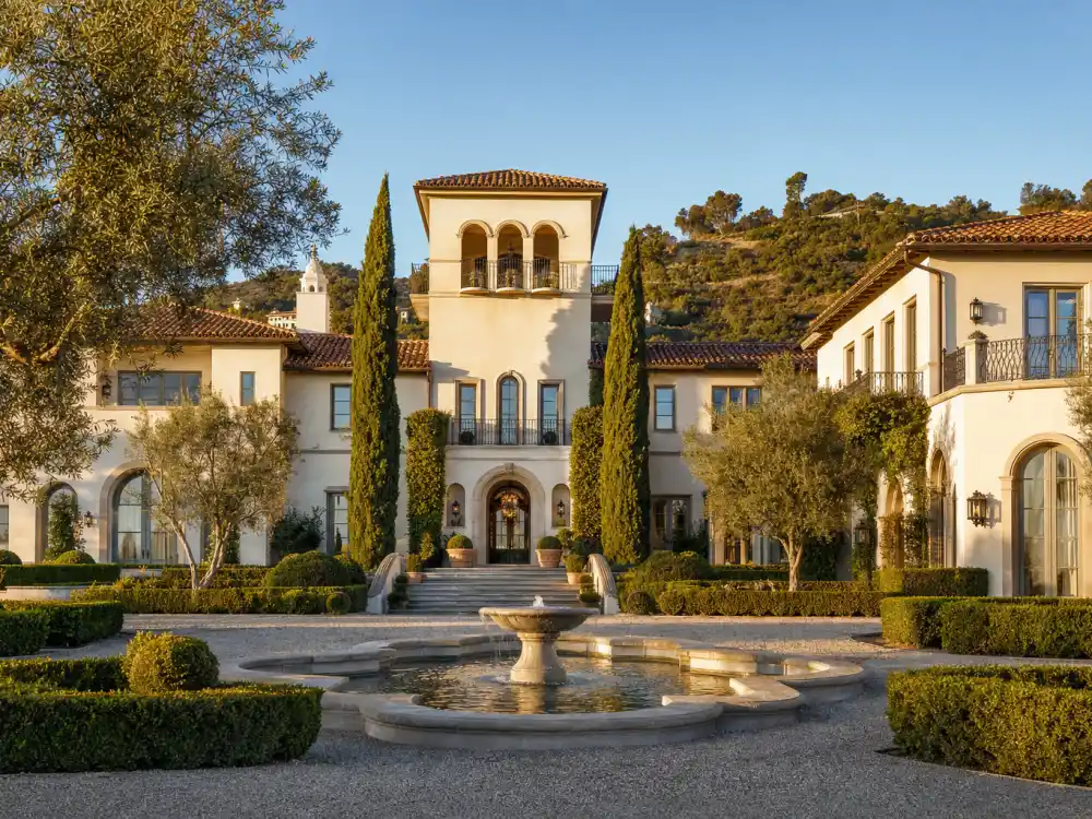 Mediterranean villa typical of homes owned by celebrities who live in Bel Air