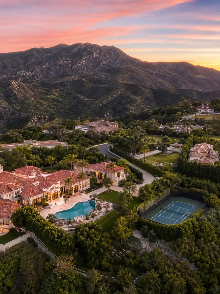 Aerial poster for the inside Calabasas web story showing where celebrities who live in Calabasas reside