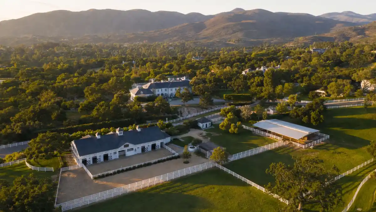 Aerial view of Hidden Hills gated community where many celebrities who live in Hidden Hills have built their estates