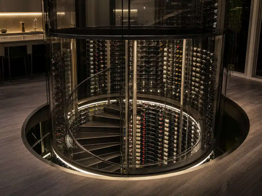 French chateau-style brick wine cellar with arched ceilings in celebrities with wine cellars