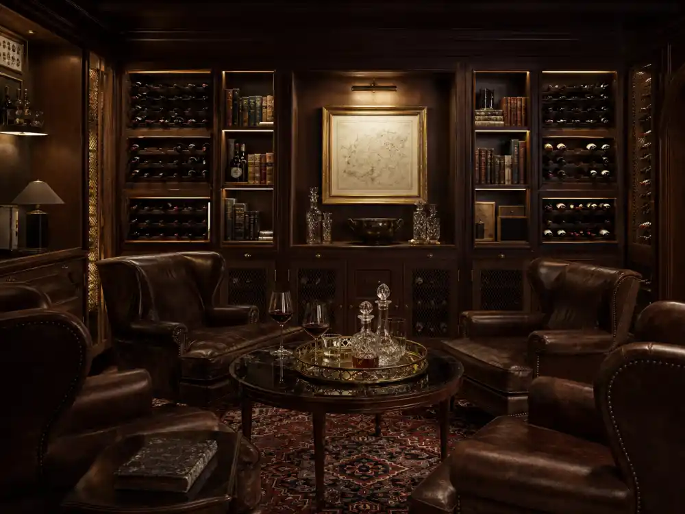 Modern glass-walled climate-controlled wine vault in celebrities with wine cellars
