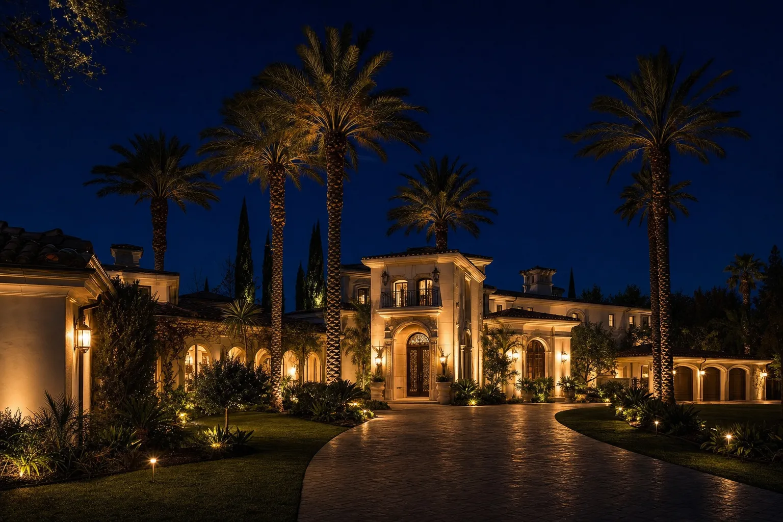 Chris Brown shooting Tarzana mansion exterior at night