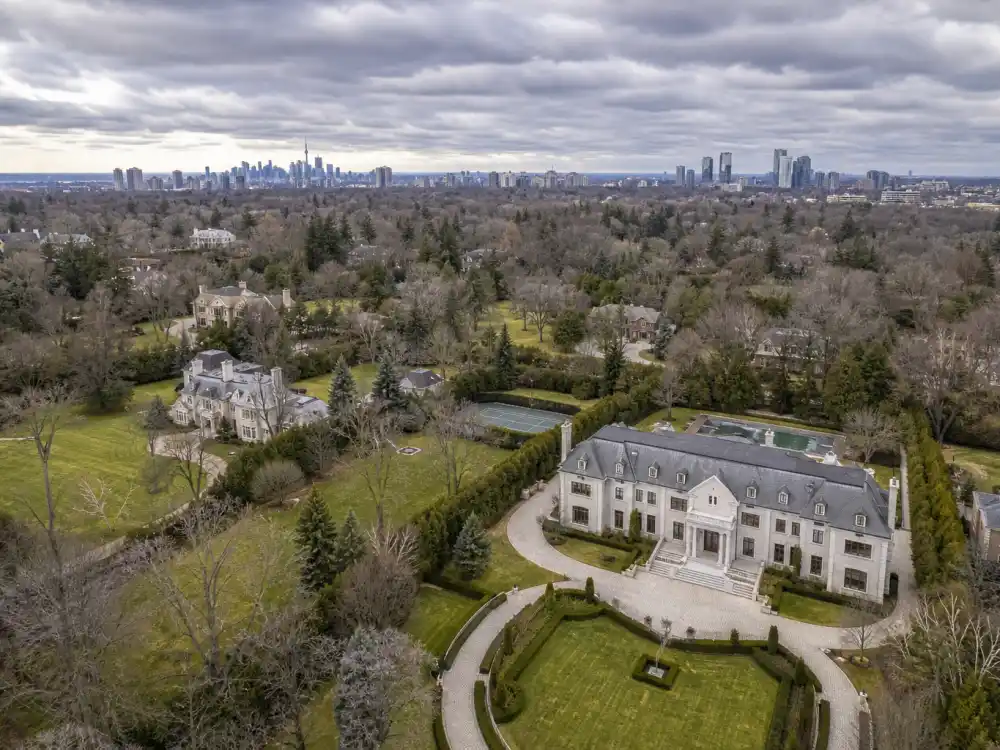Aerial view of the 50,000 sq ft Bridle Path estate where Drake lives in Toronto Canada