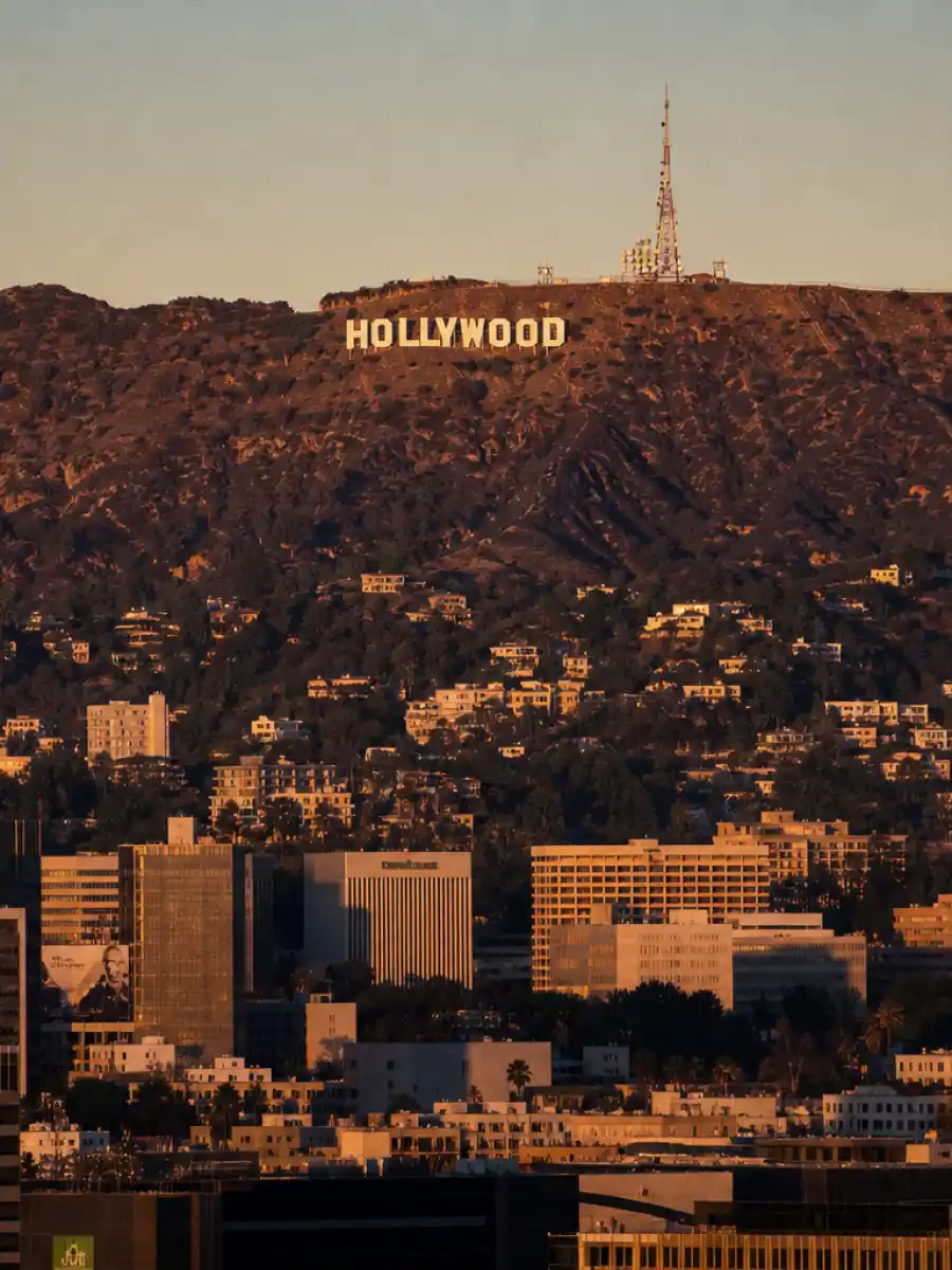 Hollywood sign at sunset representing the biggest Hollywood divorces of 2026