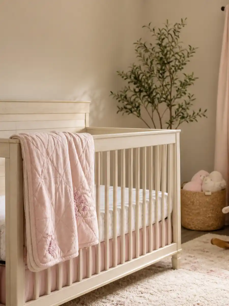 Josh Duhamel Baby web story poster showing a pink nursery for daughter Rocca.