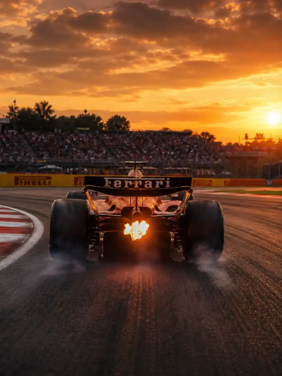 Kim Kardashian Lewis Hamilton power couple web story poster with Formula 1 racing backdrop