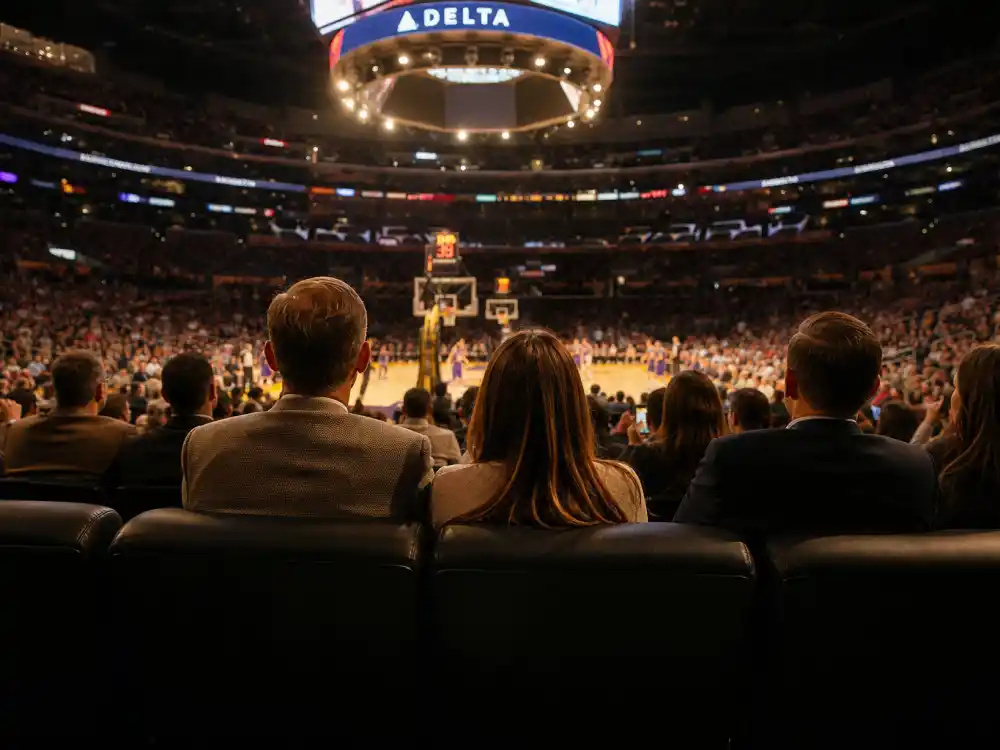 Sports arena VIP courtside section where Kylie Jenner and boyfriend attend Knicks games