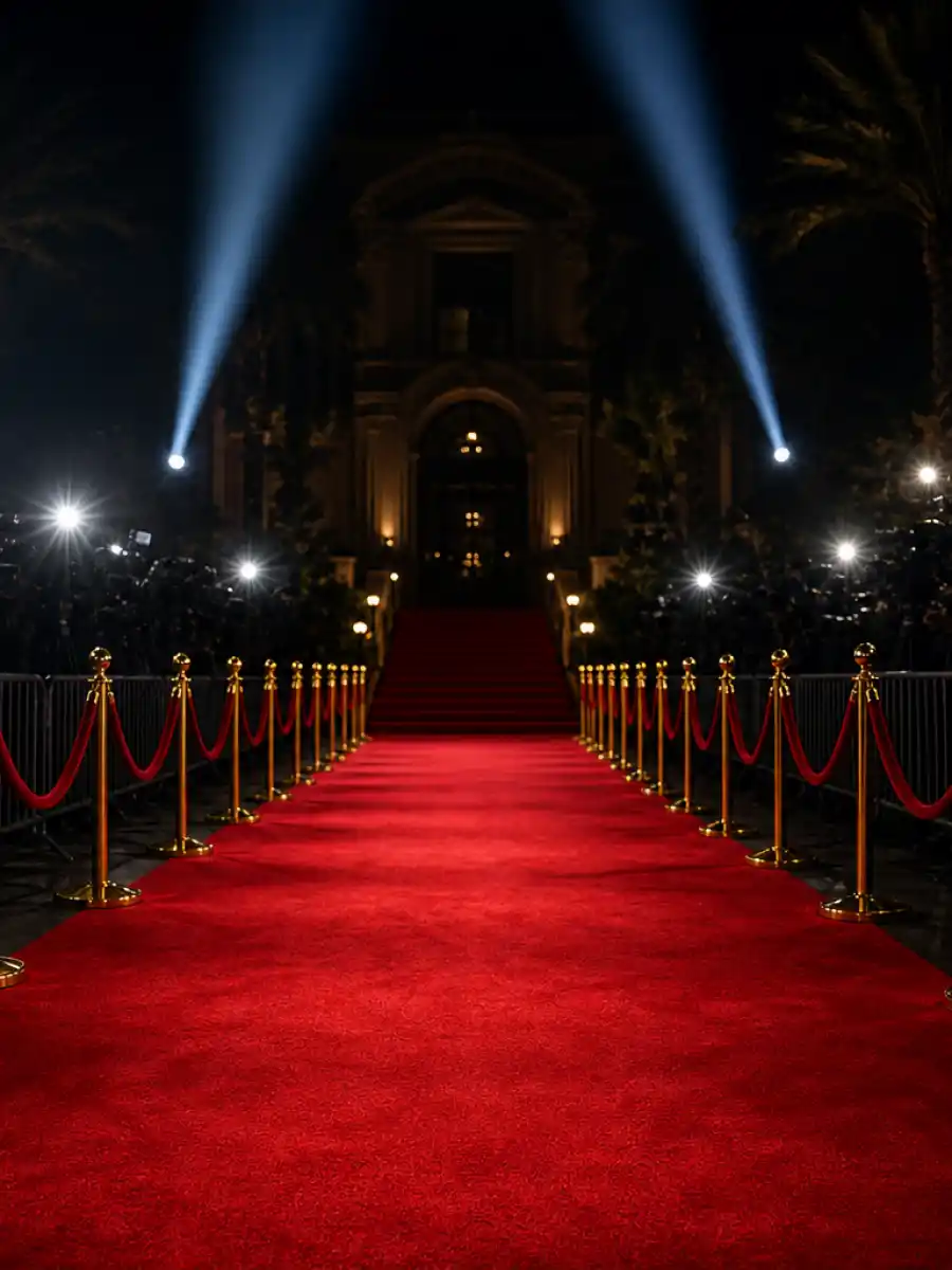 Met Gala 2026 boycott web story poster showing empty red carpet