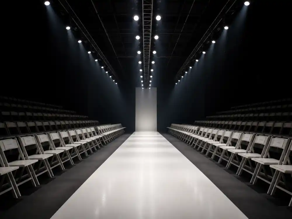 Empty front row seats at a fashion event suggesting celebrities skipping Met Gala 2026