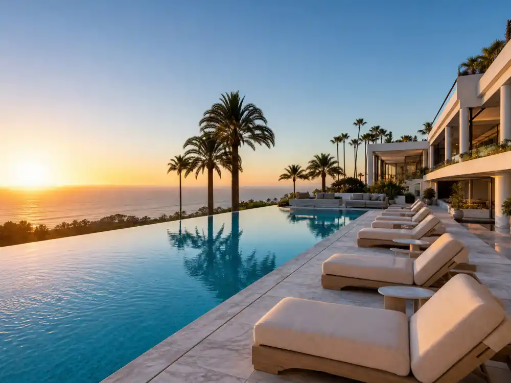 Infinity pool overlooking the Pacific at one of the most expensive celebrity homes