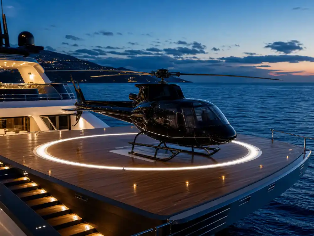 Owners suite with floor-to-ceiling windows on the most expensive celebrity yachts