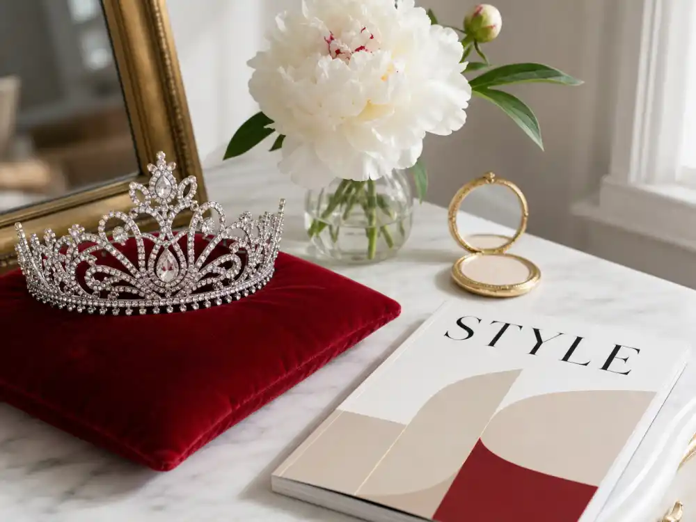 Olivia Culpo Miss Universe crown on velvet pillow love story baby 2