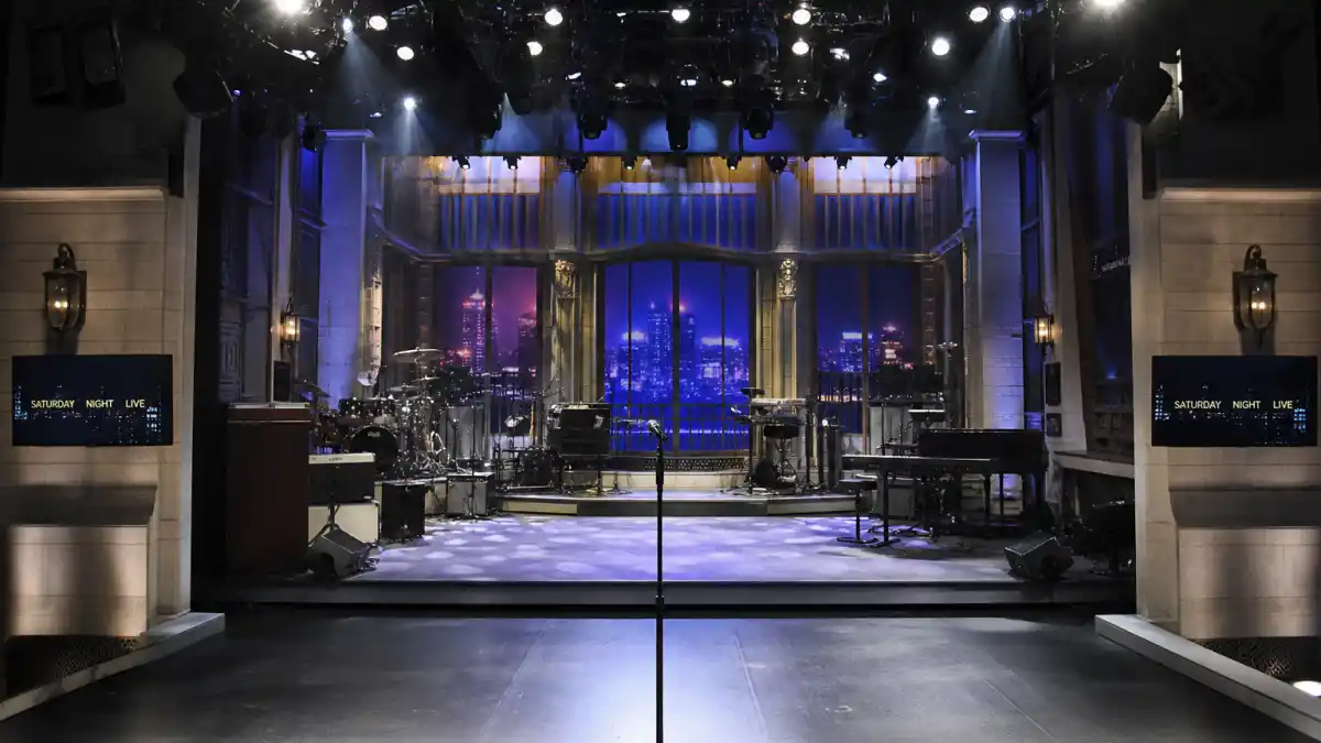 SNL Studio 8H stage where Pete Davidson dating history began during his years on Saturday Night Live