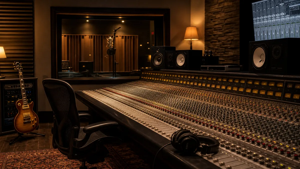 Professional recording studio representing where Post Malone is finishing The Eternal Buzz