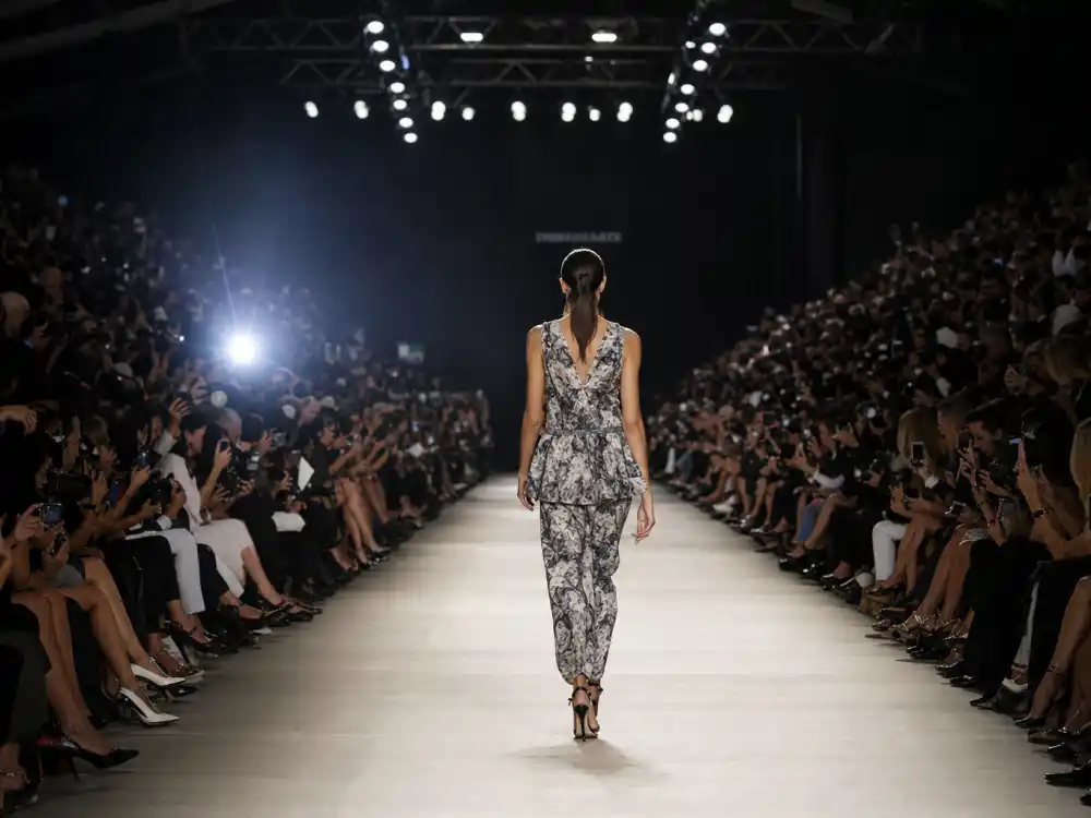 Fashion show runway with photographers capturing the influence of Rihanna ASAP Rocky kids on celebrity style