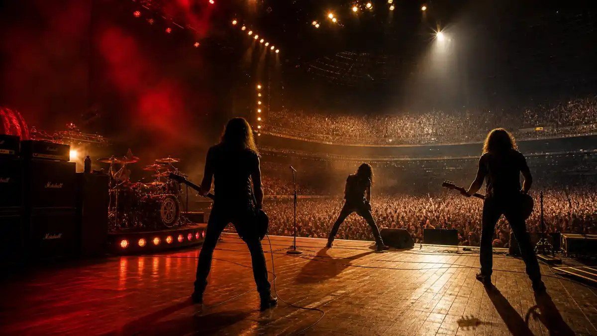 Rolling Stones Foreign Tongues album announcement with band performing on a dramatic concert stage