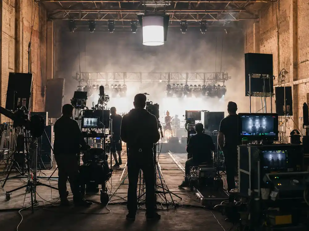 Music video production set similar to where Sabrina Carpenter filmed Please Please Please with Barry Keoghan