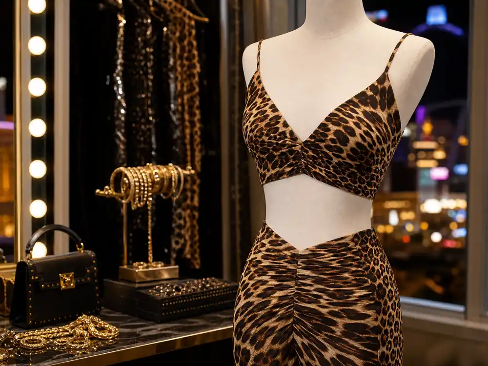 Animal print styling detail inspired by the Sofia Vergara Vegas party look.