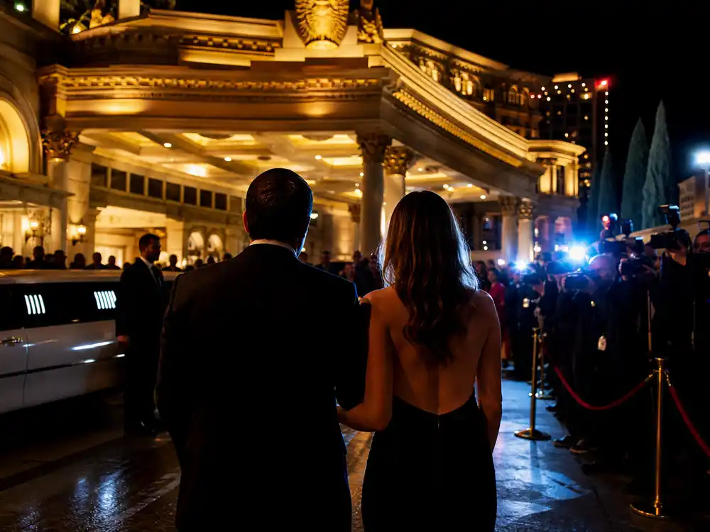 Caesars-style Las Vegas nightlife lights connected to Sofia Vergara Vegas party coverage.