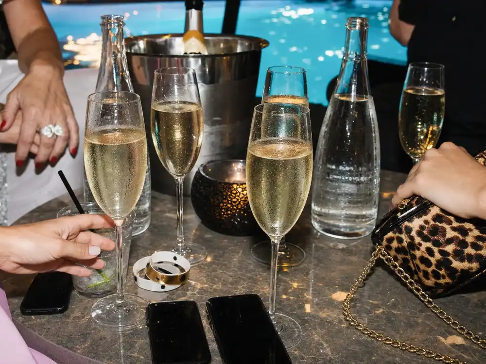 VIP party table detail for Sofia Vergara Vegas party nightlife coverage.