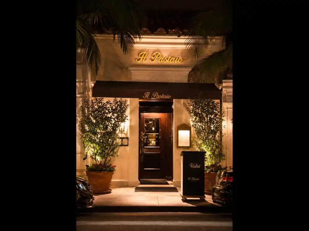 A luxury Beverly Hills restaurant exterior where Sydney Sweeney and Scooter Braun have been spotted on date nights