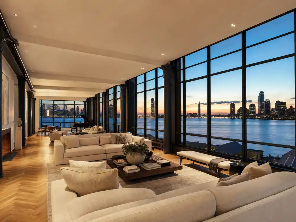 Taylor Swift houses portfolio Tribeca New York penthouse exterior with rooftop terrace at dusk