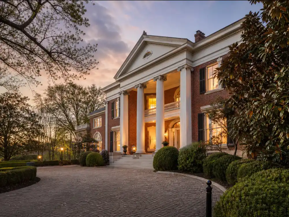 Historic brick mansion in Nashville Belle Meade neighborhood — where Taylor Swift lives in Tennessee
