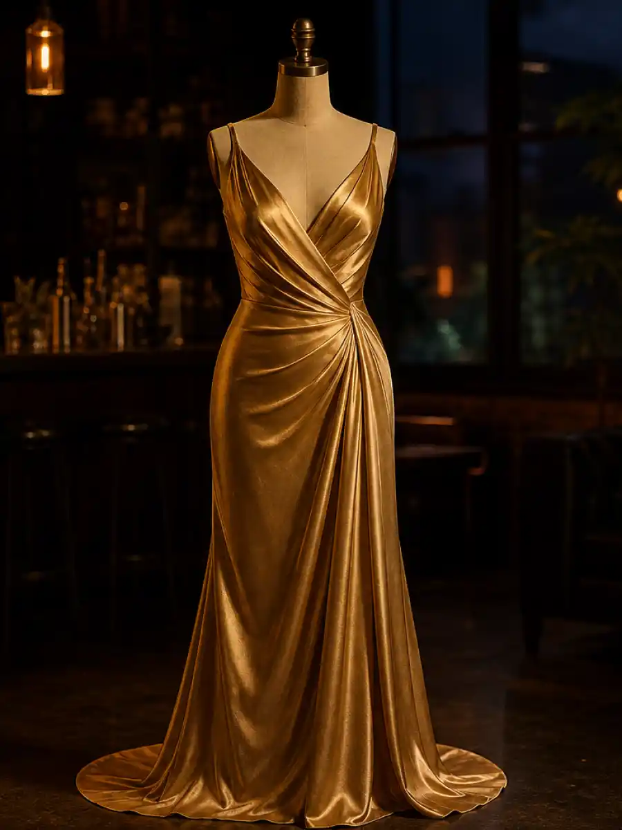 Gold dress visual for Taylor Swift Travis Kelce NYC dinner web story poster.