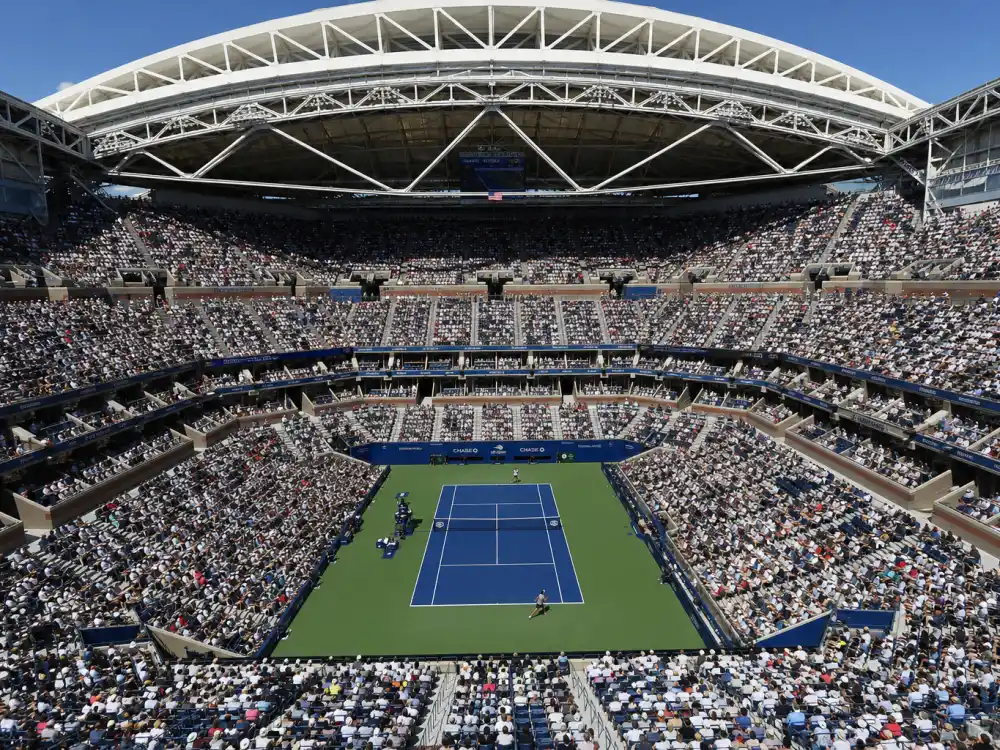 Arthur Ashe Stadium at the US Open where Timothee Chalamet dating Kylie Jenner was confirmed on camera