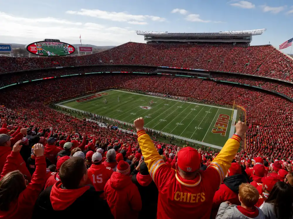 Kansas City Chiefs NFL game day atmosphere at the stadium where Travis Kelce plays