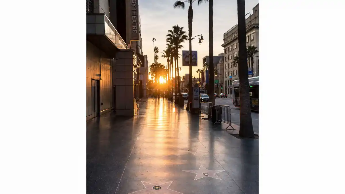 Golden hour on the Hollywood Walk of Fame where stars like Sydney Sweeney make headlines about who they are dating