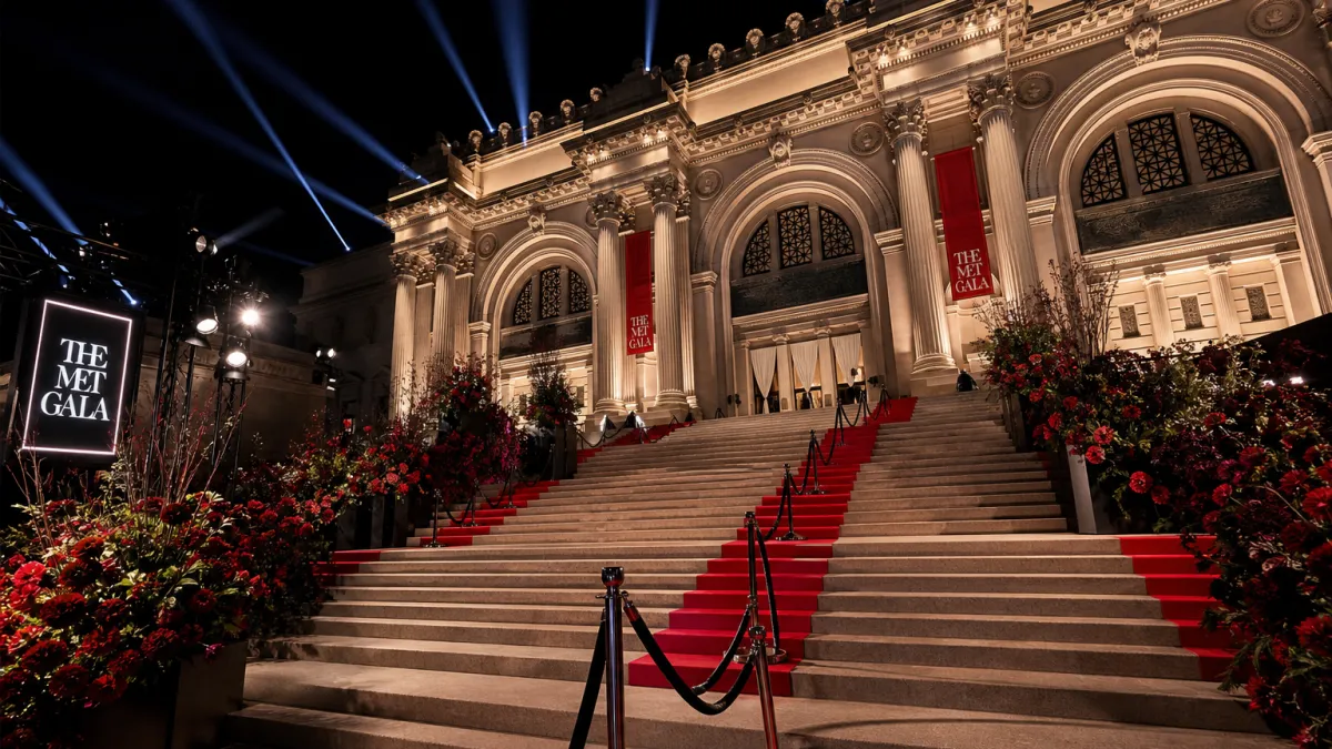 Met Gala 2026 red carpet entrance setup at the Metropolitan Museum of Art