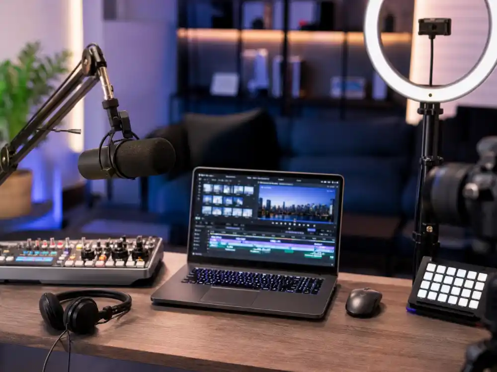 Modern podcast studio representing where 2000s teen stars where are they now alumni work in 2026