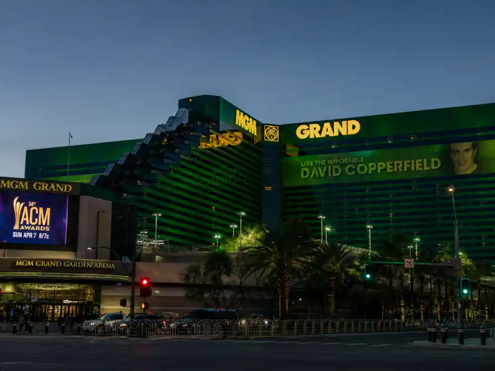 MGM Grand Garden Arena Las Vegas exterior where the ACM Awards 2026 winners list was revealed on May 17 Prime Video livestream