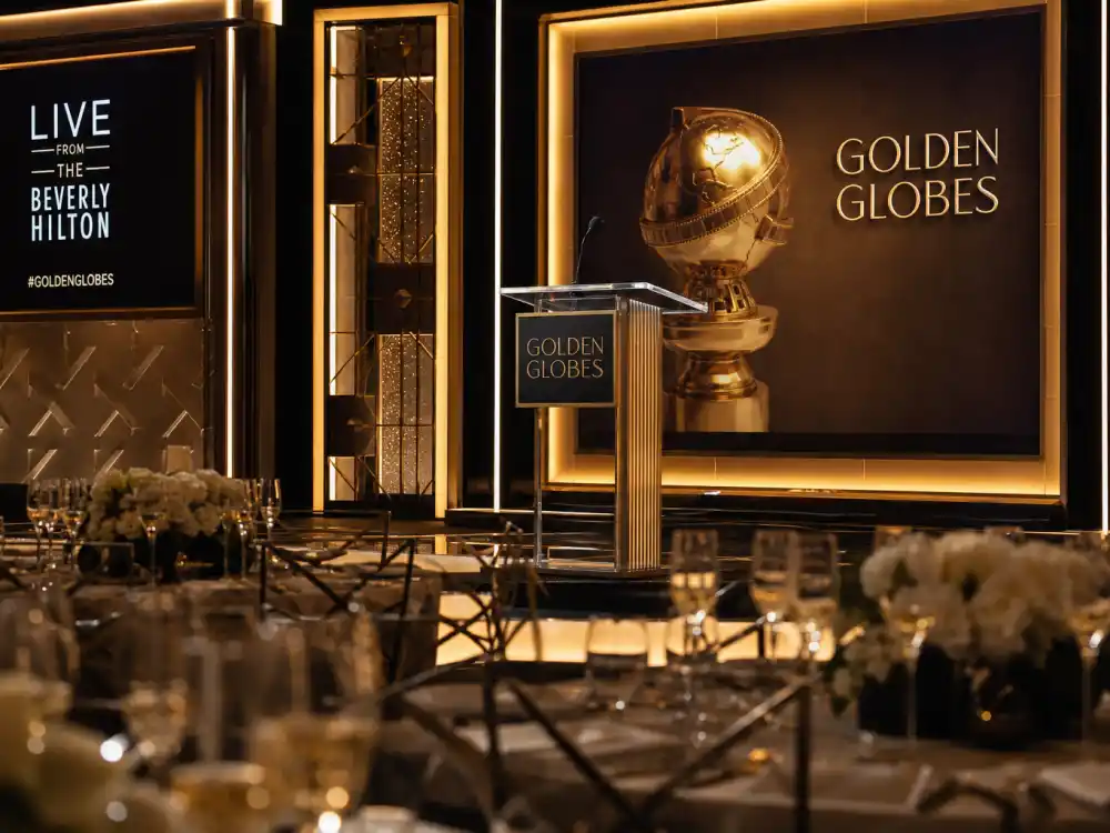 Beverly Hilton awards ceremony stage where actors with most Golden Globes wins accept trophies each January on NBC