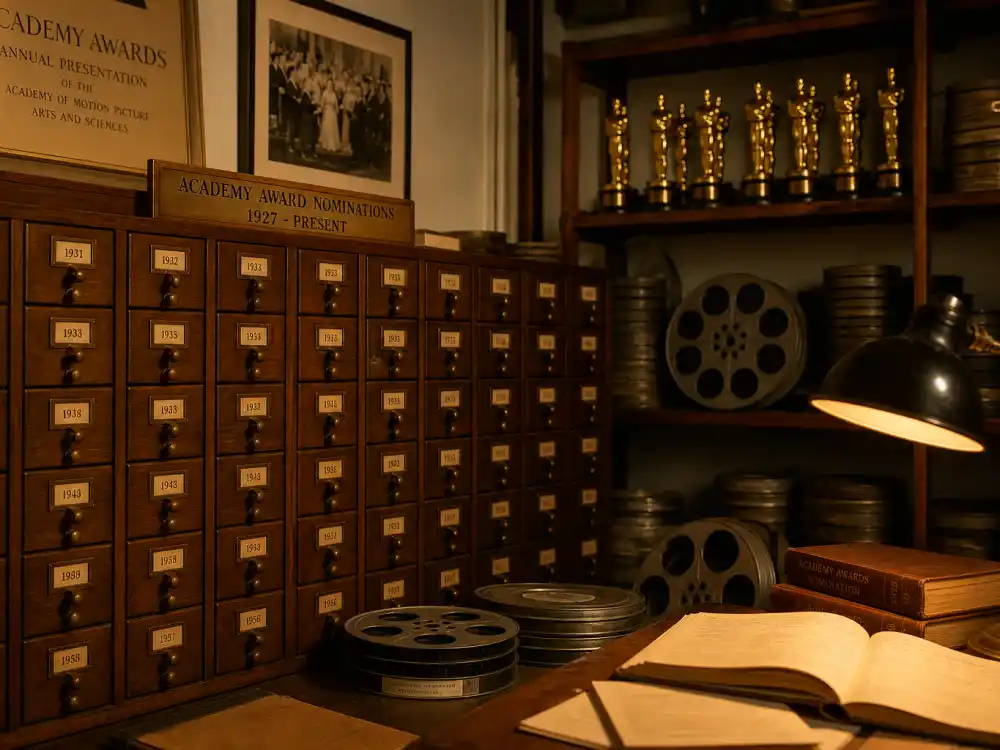 Vintage Hollywood film archive documenting actors with most Oscar nominations without a win across Academy history