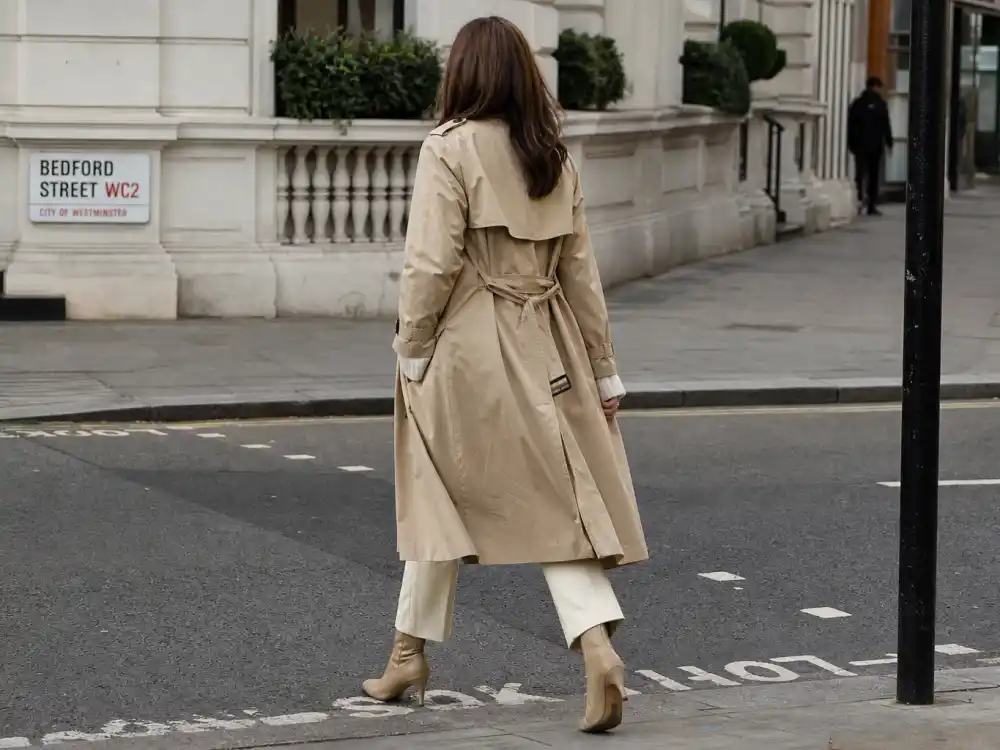 Belted beige trench coat over cream knit and cropped trousers illustrating Alexa Chung street style inspiration outerwear discipline