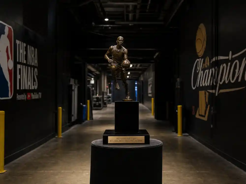 NBA MVP trophy in arena tunnel for where is Allen Iverson now 2001 championship run