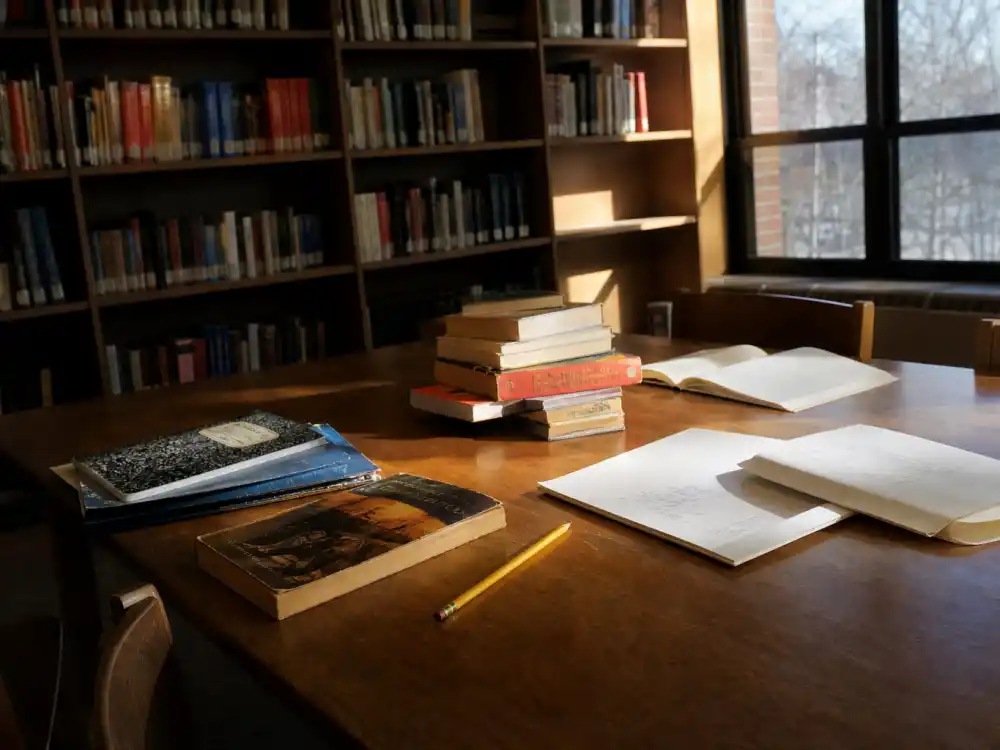 A 1980s high school library table evoking Ally Sheedy Breakfast Club Brat Pack teen film era