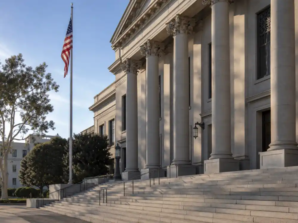 A California courthouse exterior representing the Amanda Bynes conservatorship that lasted nearly nine years