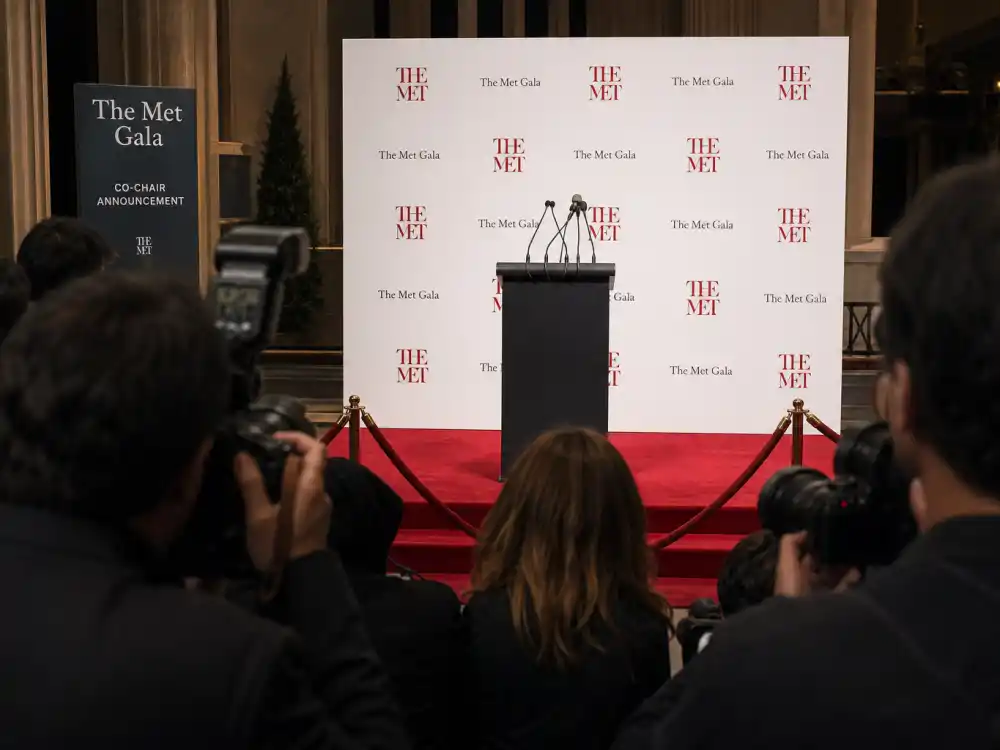 Met Gala co-chair podium setup — Anna Wintour Met Gala role explained covers selecting Beyoncé, Nicole Kidman, and annual host committees