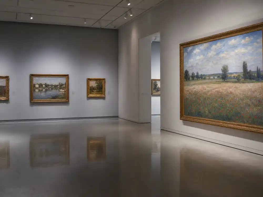 Modern art gallery with impressionist landscapes for Ariana Richards professional exhibition career