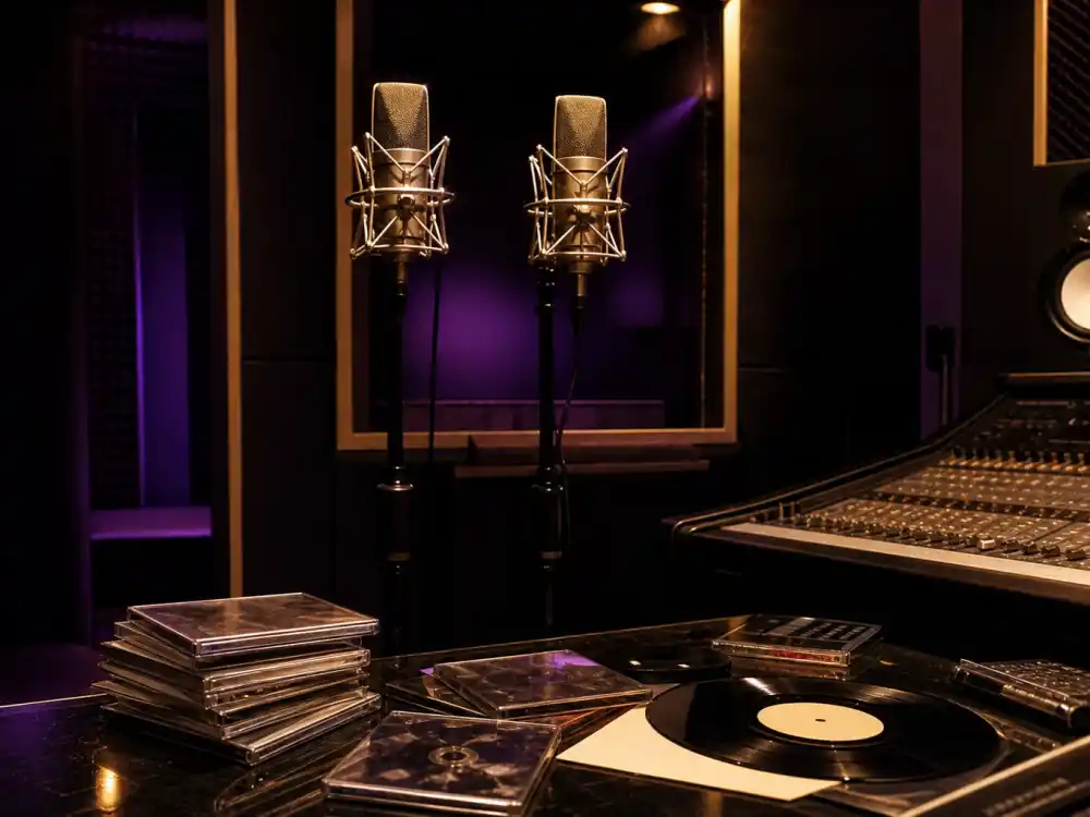 Hip-hop and R&B crossover studio setup symbolizing what happened to Ashanti inside the Murda Inc machine with Ja Rule