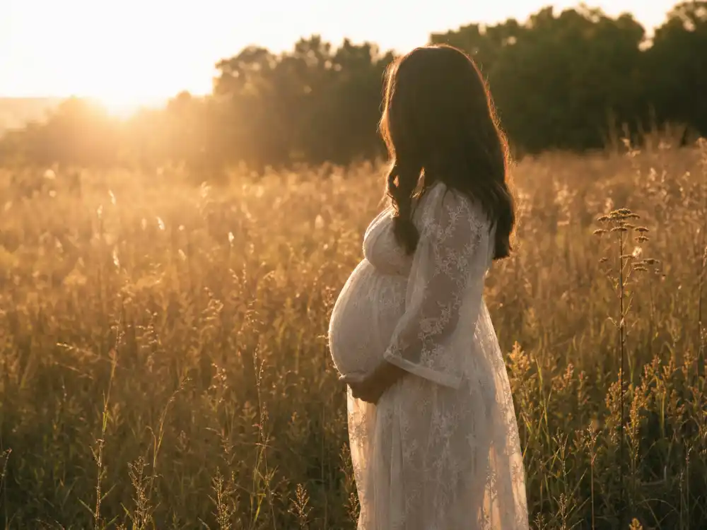 Maternity field silhouette for Ashley Graham baby announcement 2025 — July 2021 pregnancy reveal photoshoot fans still search in 2025