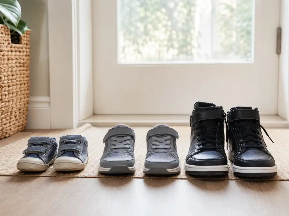 Three pairs of children shoes for Ashley Graham baby announcement 2025 family life — Isaac Malachi and Roman household updates in 2025