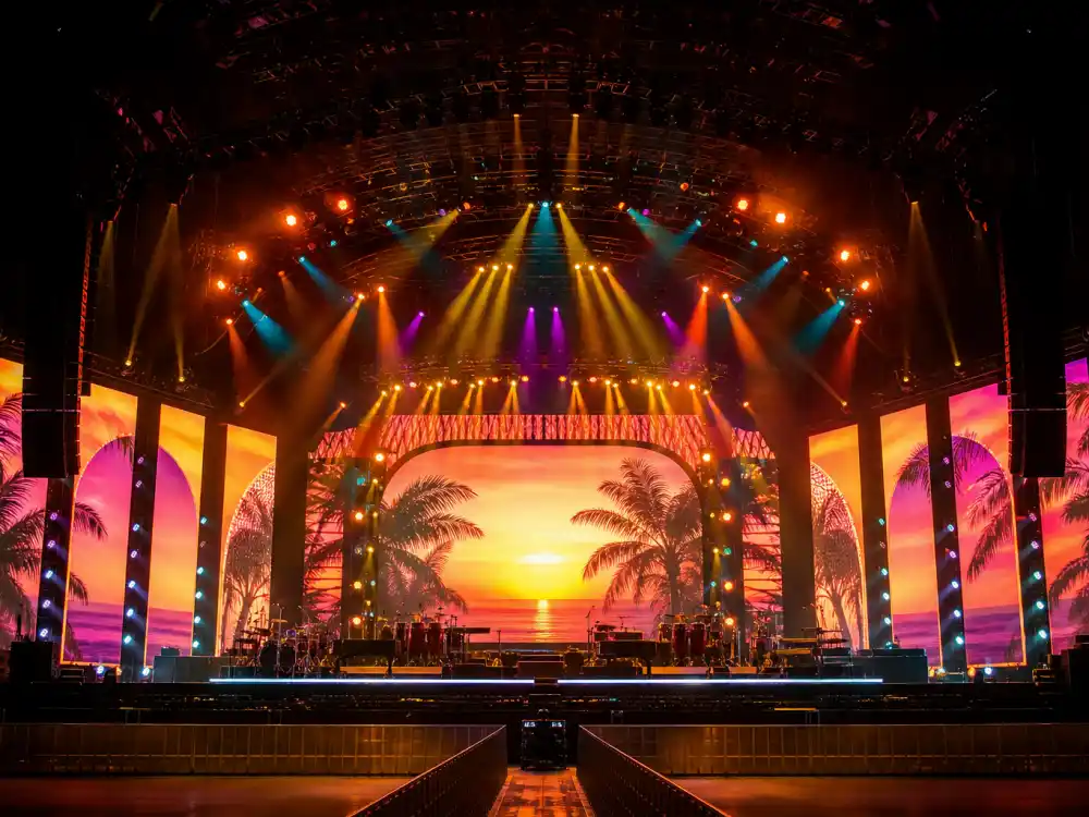 Arena concert stage reflecting Bad Bunny age and birthday 2026 touring milestones from club shows to stadium-scale world tours in his late twenties and early thirties