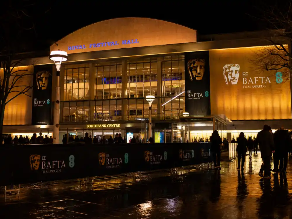 Royal Festival Hall Southbank exterior during BAFTA Awards 2026 winners list ceremony — February 22 BBC One and E! telecast venue in London