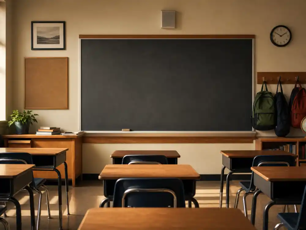 A modern middle school classroom evoking Ben Savage return in Girl Meets World Disney Channel reboot