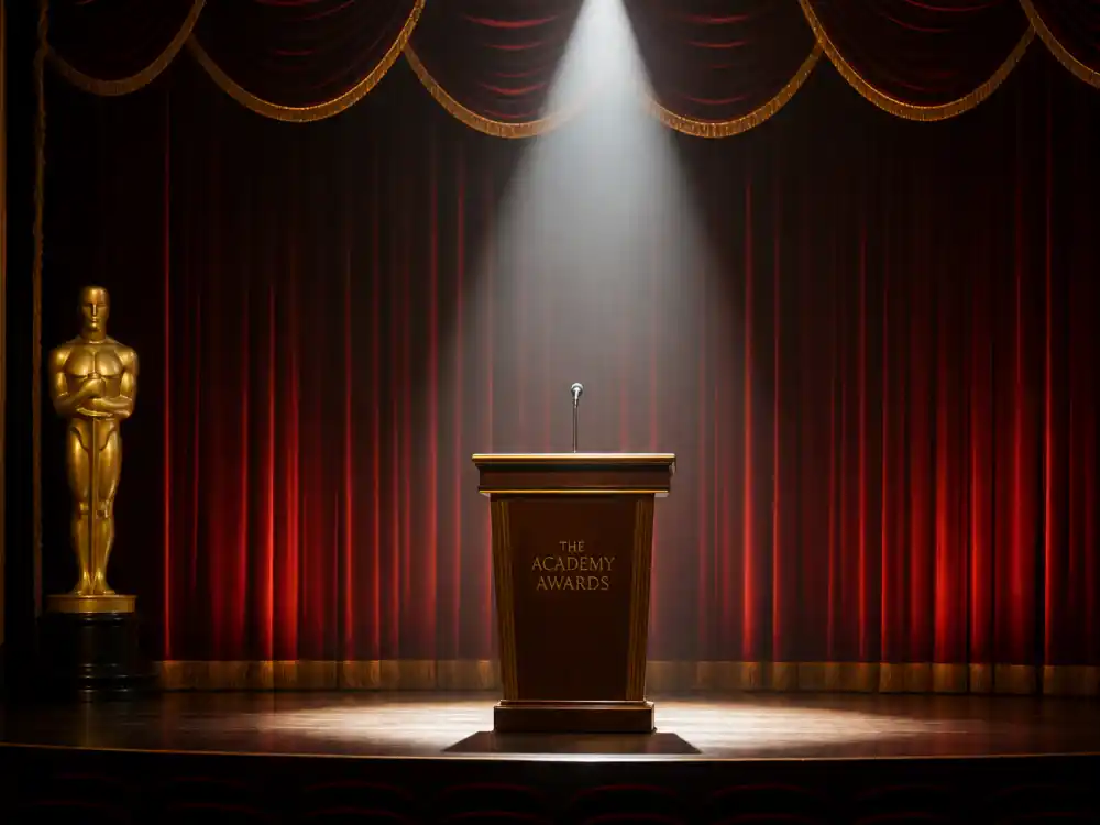Classic Hollywood theatre stage spotlight evoking Best Actor legends in the best actor Oscar winners list by year
